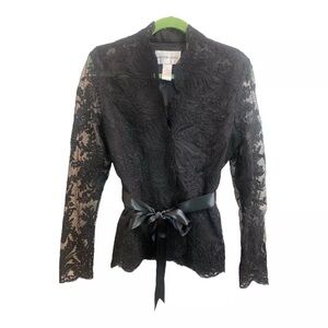 NWT Victor Costa Black Lace Scalloped Top‎